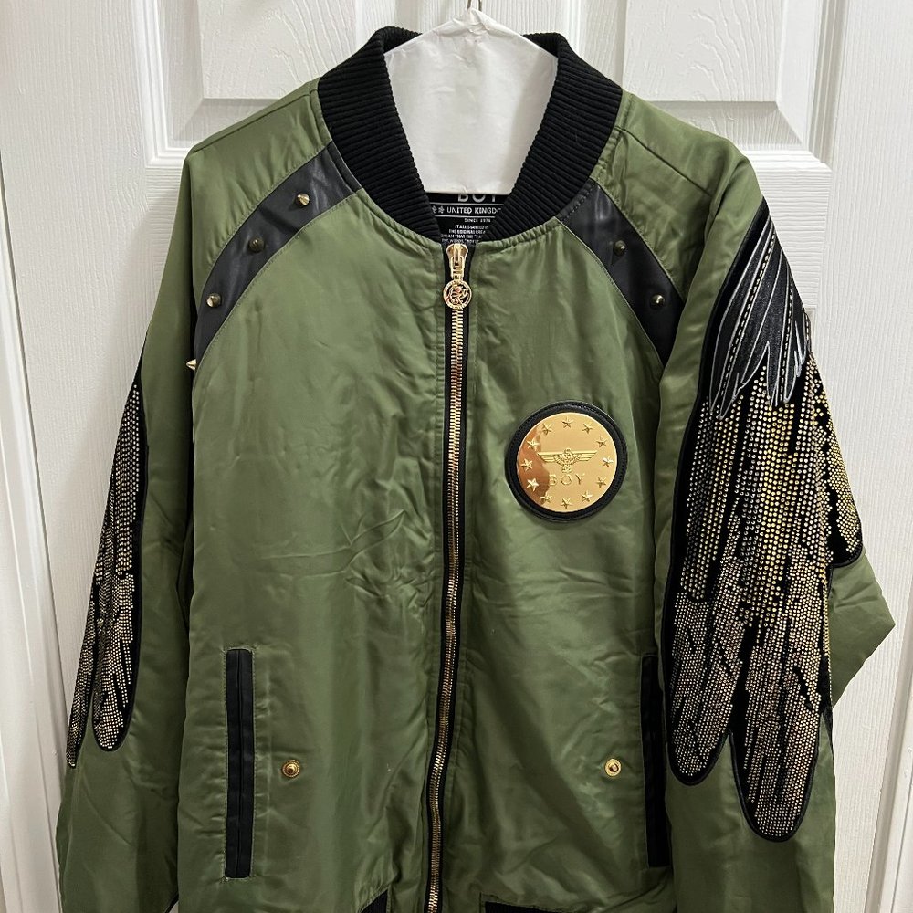 Boy London United Kingdom Women's Green Bomber Jacket .